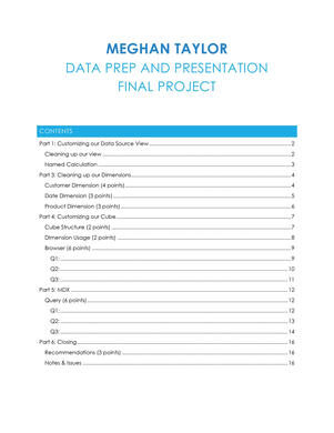Table of contents PG 1